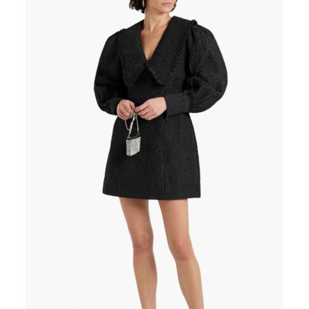 Ganni Ruffle Cloque Mini Dress